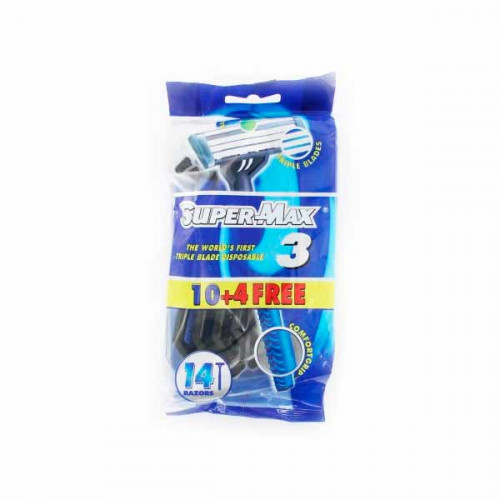 Supermax 3 Disposable Razors 10 + 4 Free 