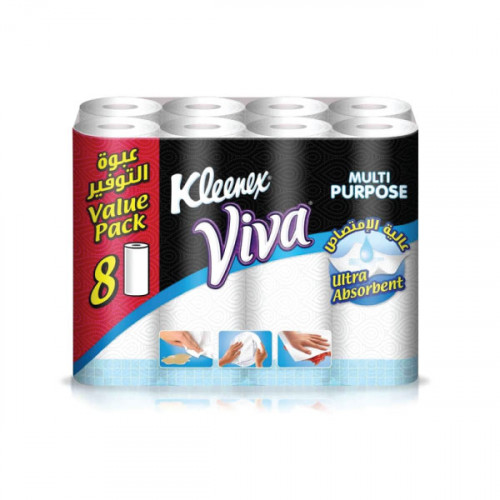 Kleenex Viva Multi Purpose Paper Roll 8 Pcs  Kleenex Viva Multi Purpose Paper Roll 8 Pcs