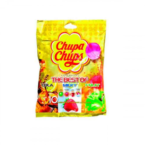 Chupa Chups Lollipops The Besto Of Cola, Milky & Fruit 120gm  Chupa Chups Lollipops The Besto Of Cola, Milky & Fruit 120gm