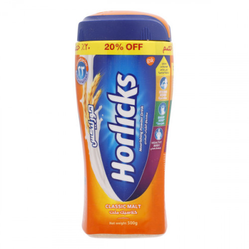 Horlicks Classic Malt Powder Drink 500gm 20% Off  Horlicks Classic Malt Powder Drink 500gm 20% Off